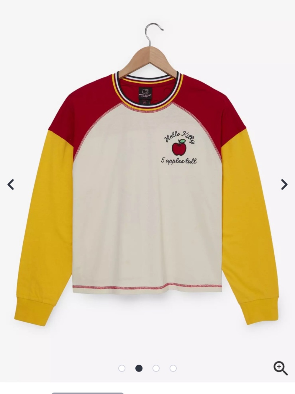 Hello Kitty Colorblock Long Sleeve Tee - Cream, Red & Yellow